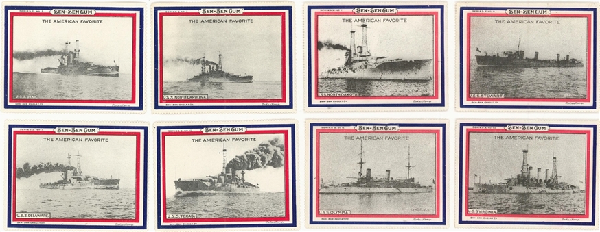 1910s/1920s E-Unc Sen-Sen Gum "Battleships" Series 1 and Series 2 High Grade Complete Sets (2 Different)